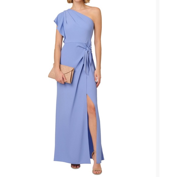 NWT Adrianna Papell Blue one shoulder gown - Picture 1 of 7